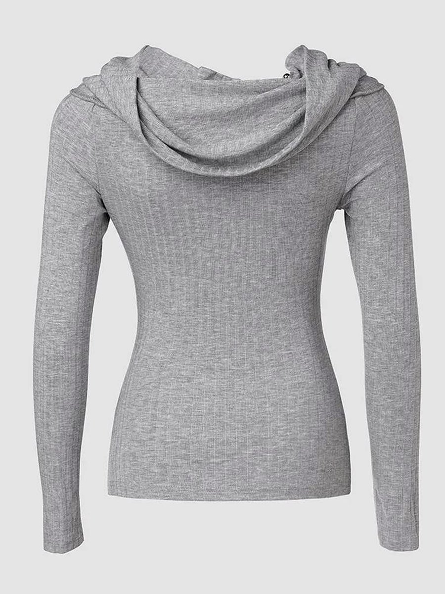 Grey Off-Shoulder Long Sleeve Top