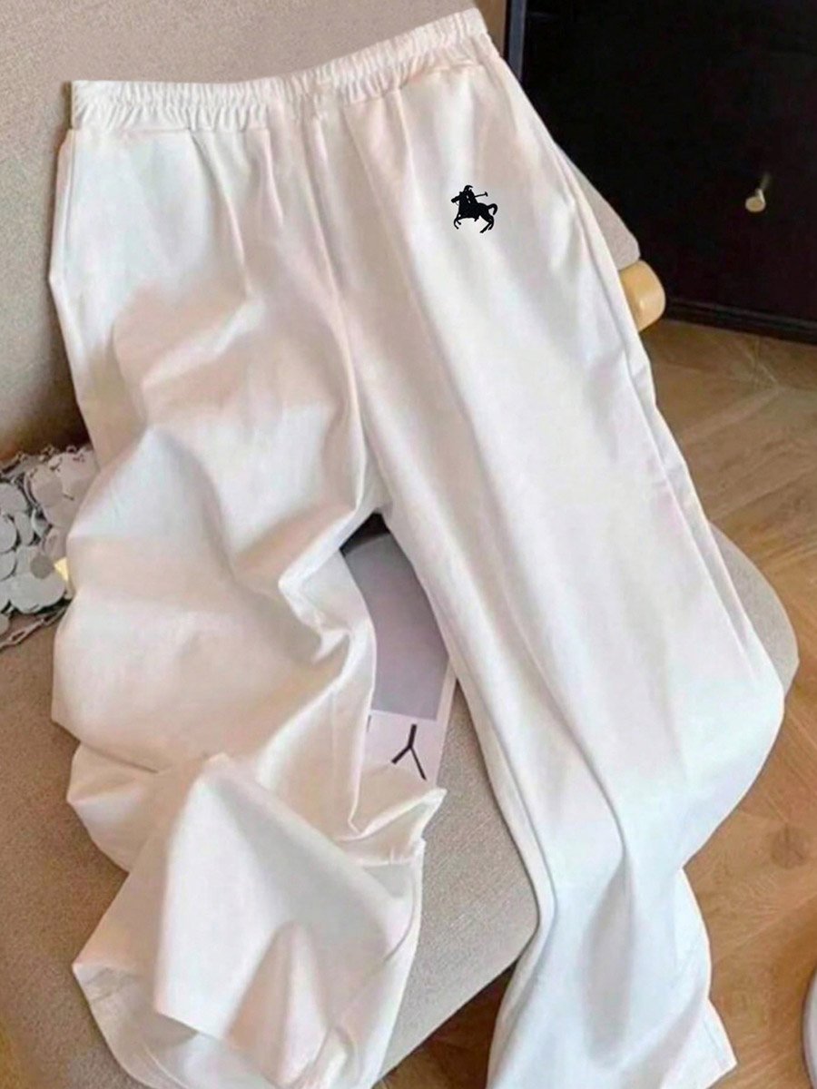White Wide Leg Pants with Elastic Waistband