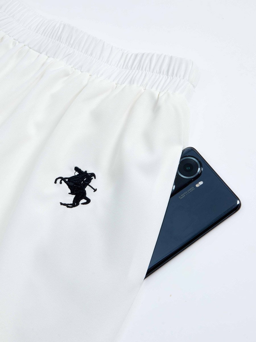White Wide Leg Pants with Elastic Waistband