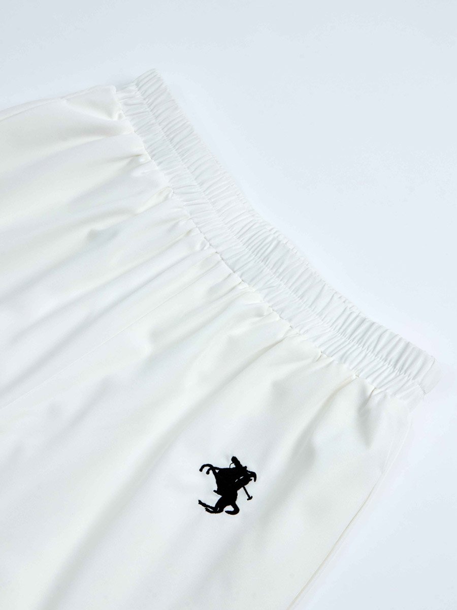 White Wide Leg Pants with Elastic Waistband