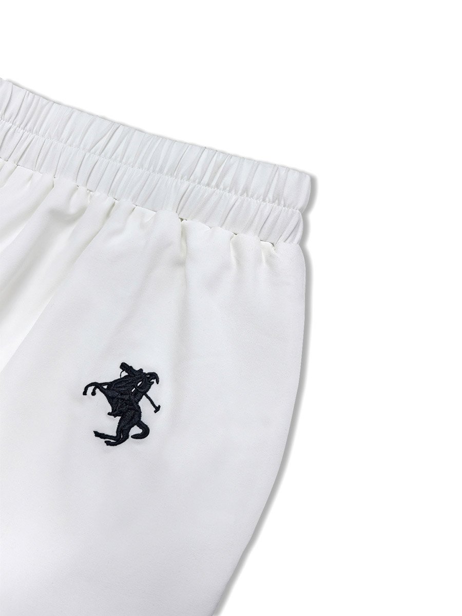 White Wide Leg Pants with Elastic Waistband