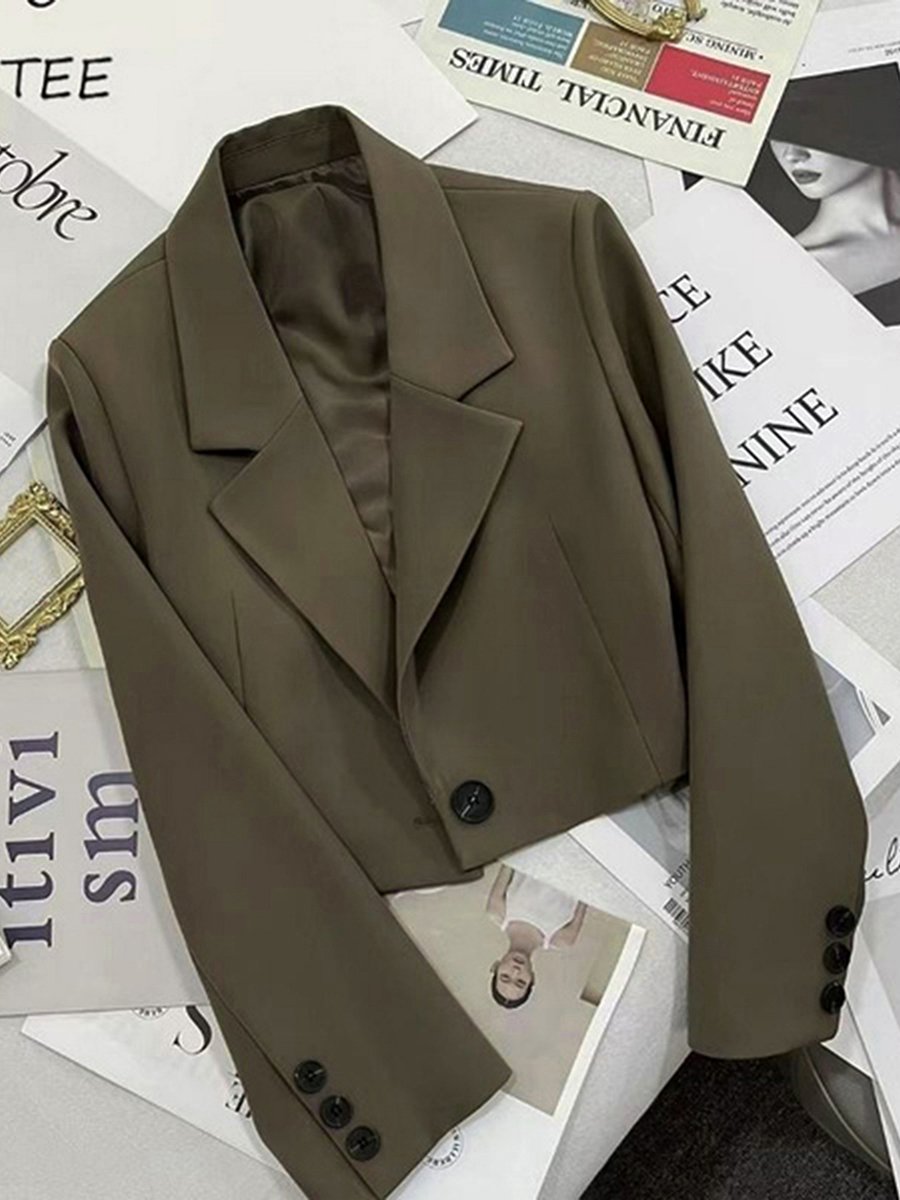Olive Green Button-Front l Long Sleeve Blazer