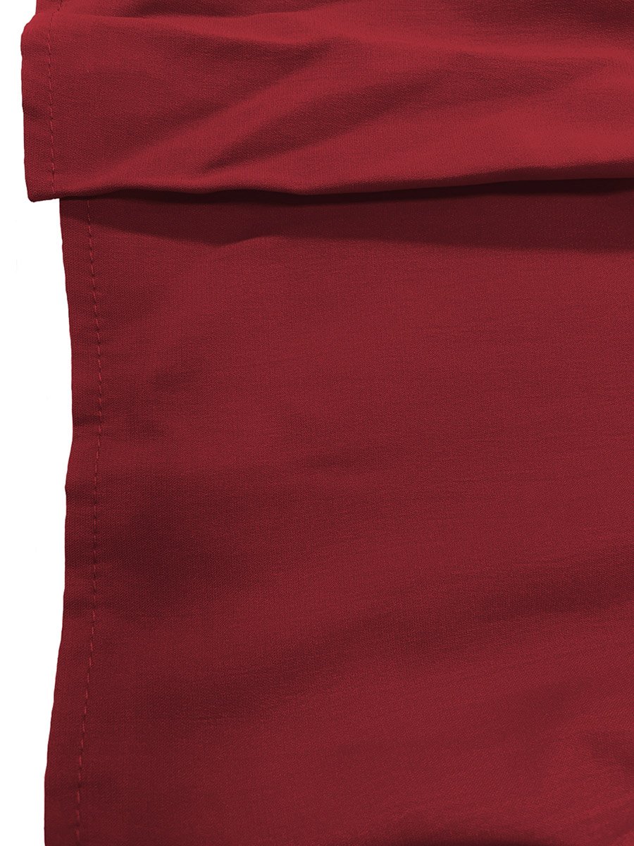 Burgundy Smocked Ruffle Knee-Length Dress
