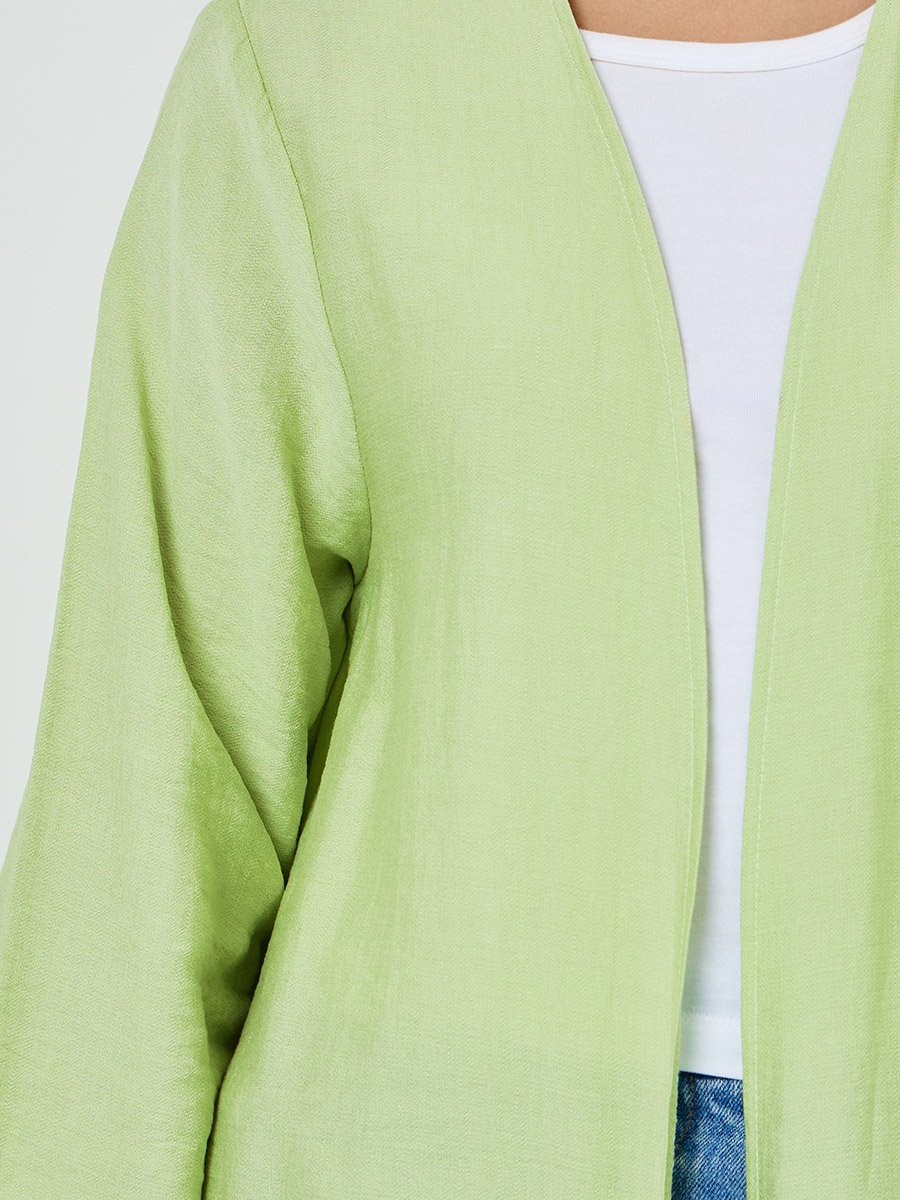Green Solid Front Open Abaya