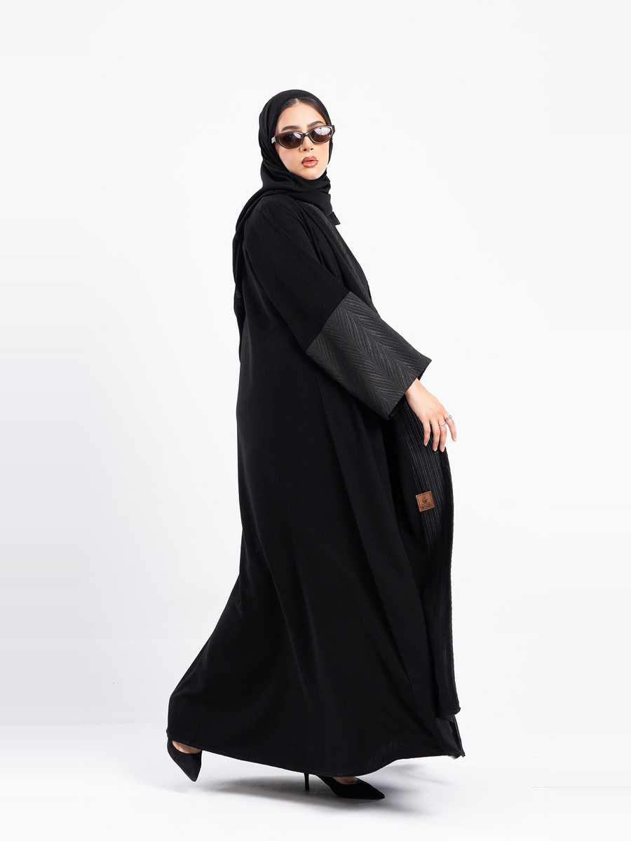 Open Front Jacquard Abaya with Hijab