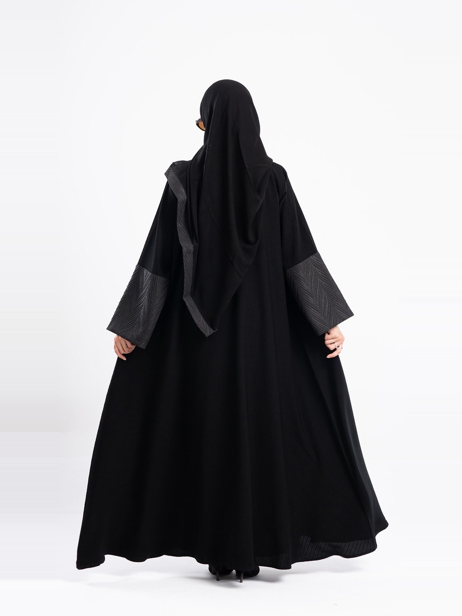 Open Front Jacquard Abaya with Hijab