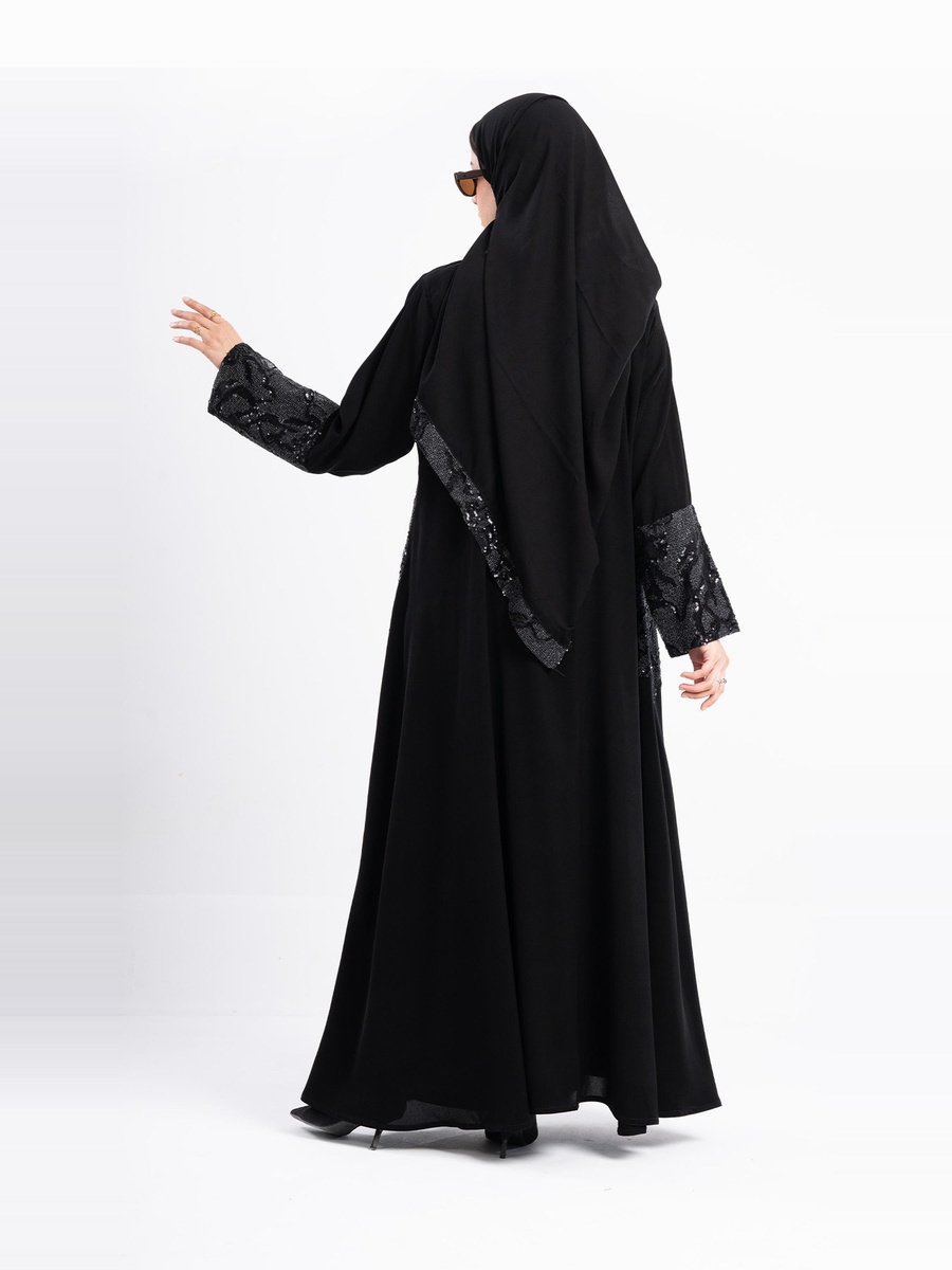 Embroidered Sequins Yaqoot Abaya with Hijab