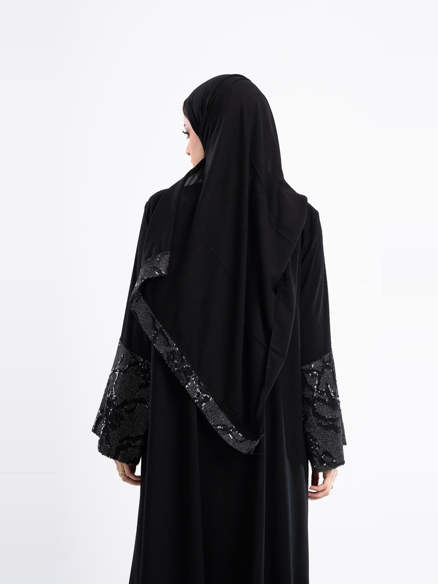 Sequined Jacquard Afnan Abaya with Hijab