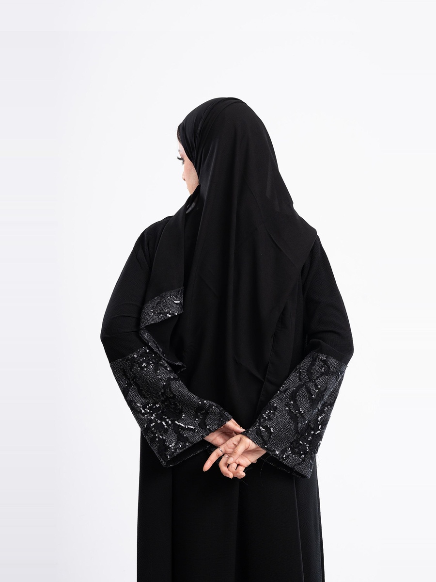 Sequined Jacquard Afnan Abaya with Hijab