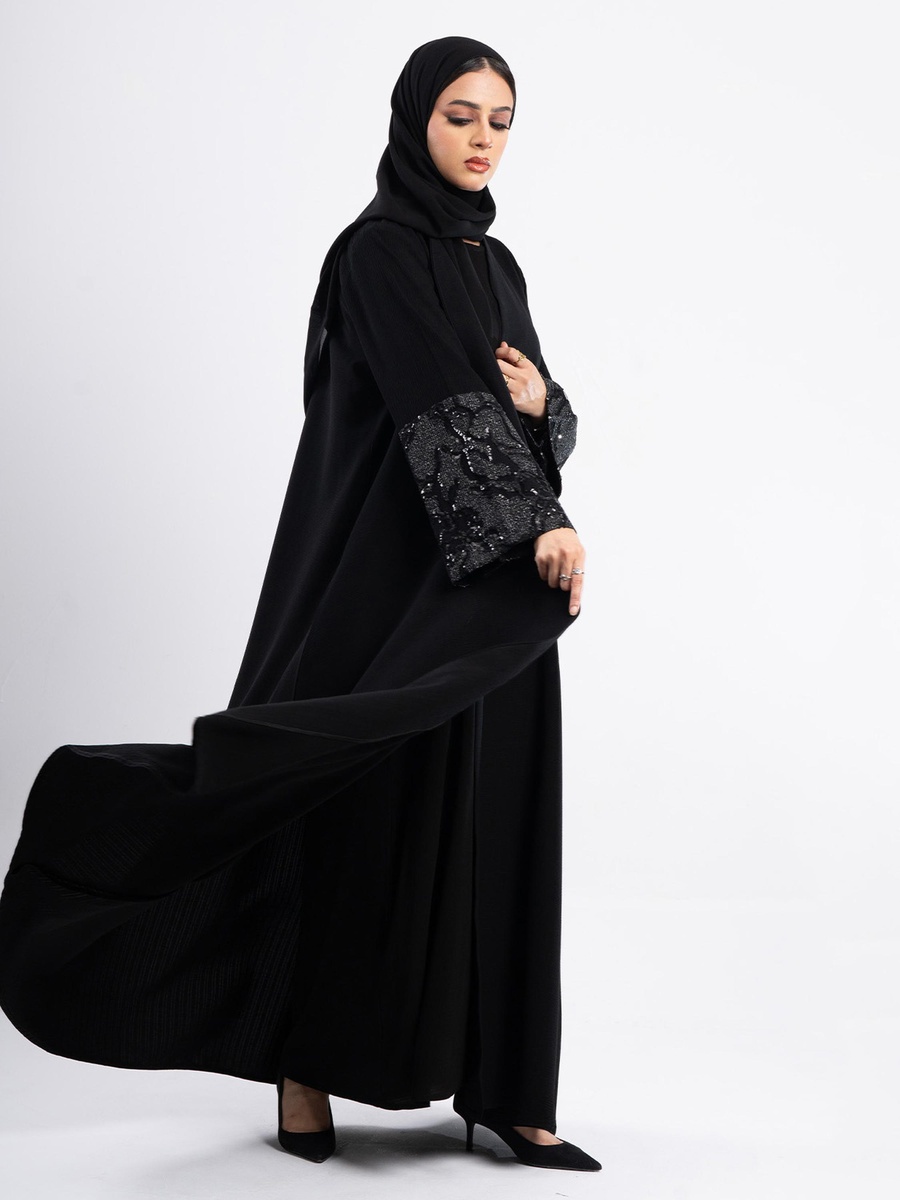 Sequined Jacquard Afnan Abaya with Hijab