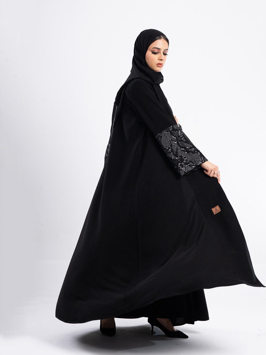 Sequined Jacquard Afnan Abaya with Hijab