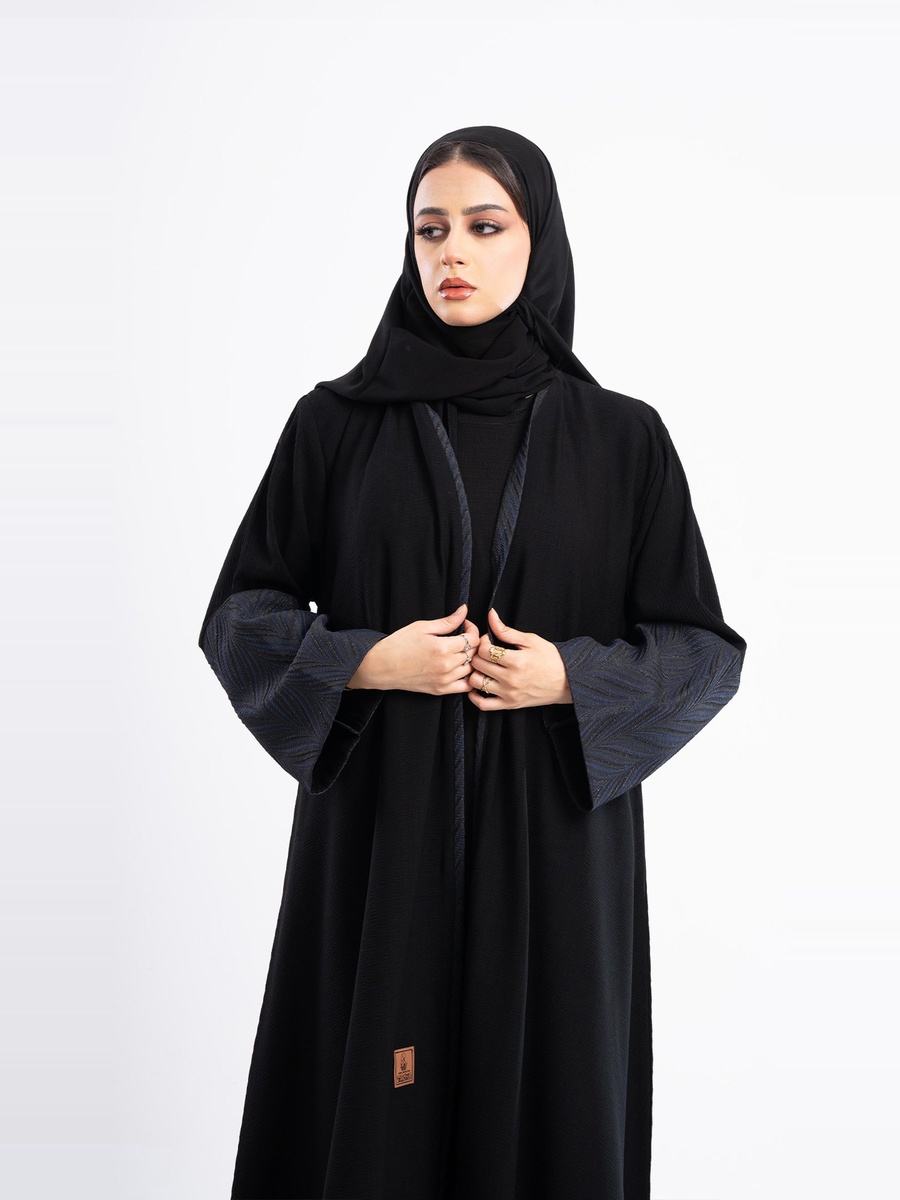 Open Front Jacquard Abaya with Hijab