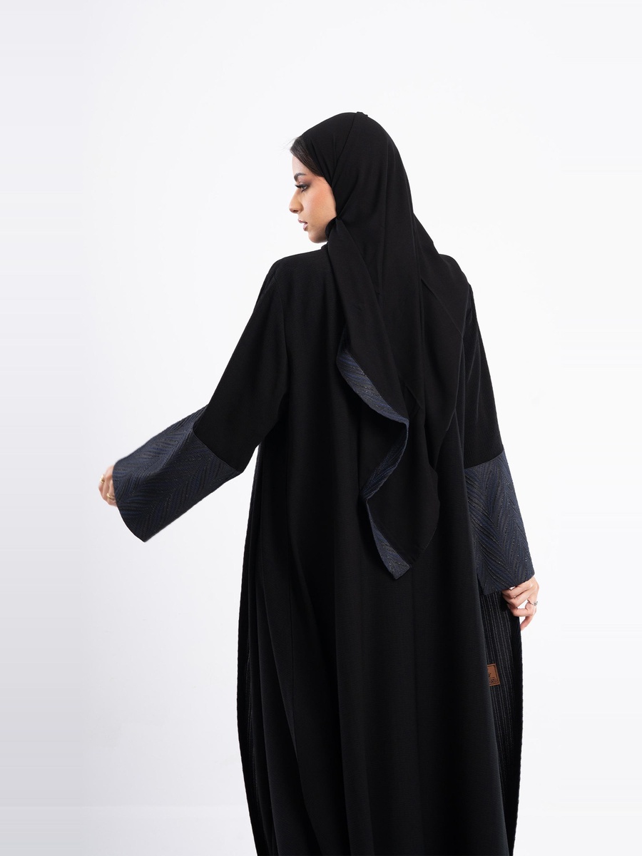 Open Front Jacquard Abaya with Hijab