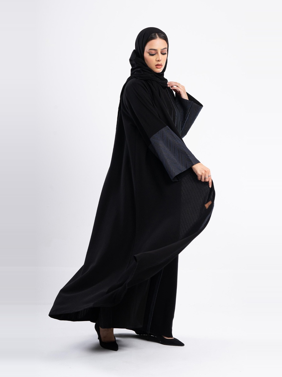 Open Front Jacquard Abaya with Hijab