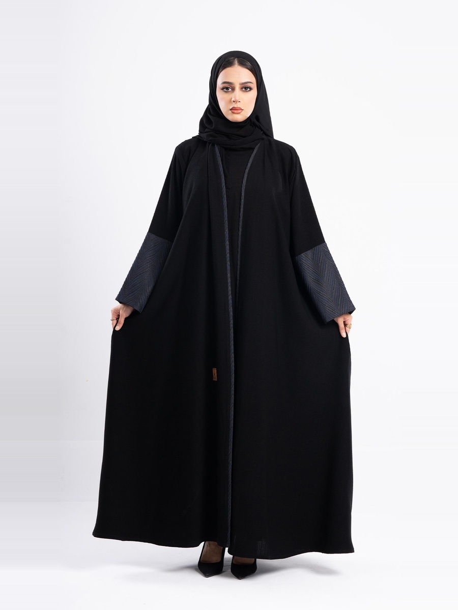 Open Front Jacquard Abaya with Hijab