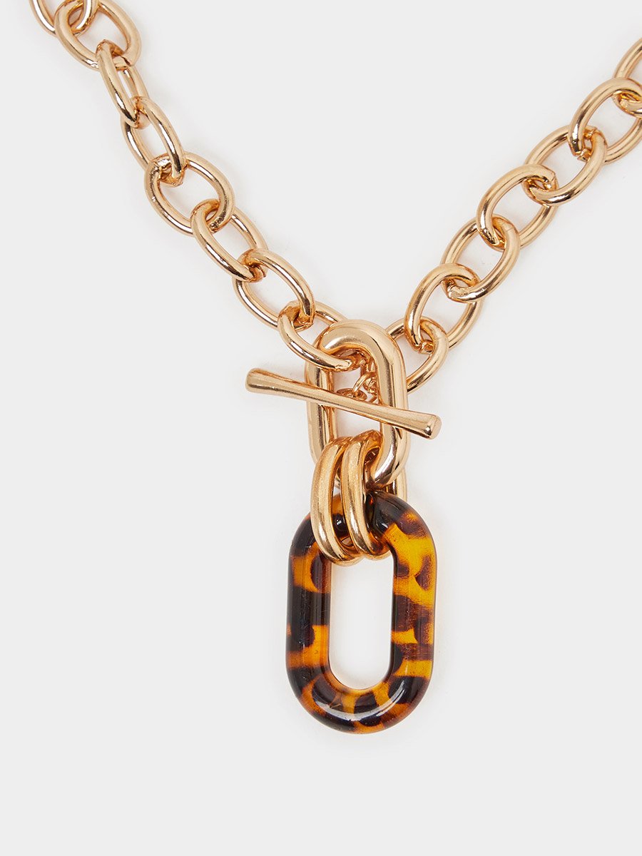 Set of 2 - Chunky Chain Toggle Pendant Necklace