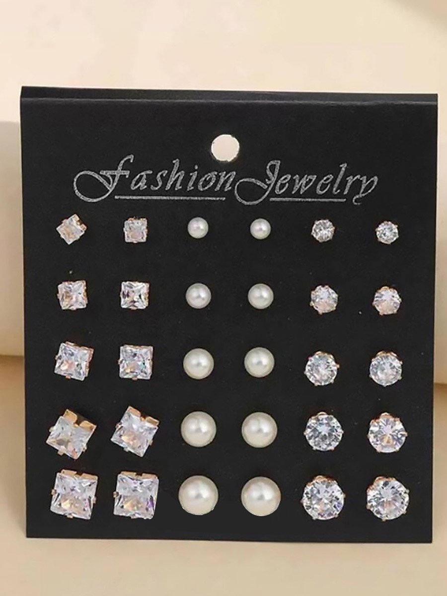 Set of 15 -  Embellished Stud Earrings