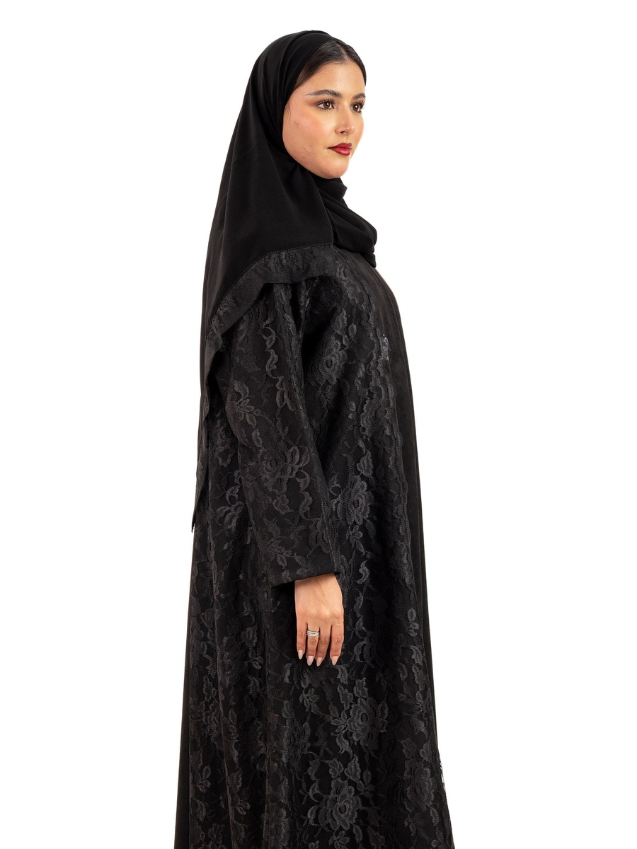 Floral Lace Winter Shades Abaya with Hijab