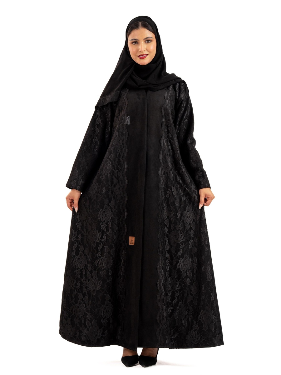 Floral Lace Winter Shades Abaya with Hijab
