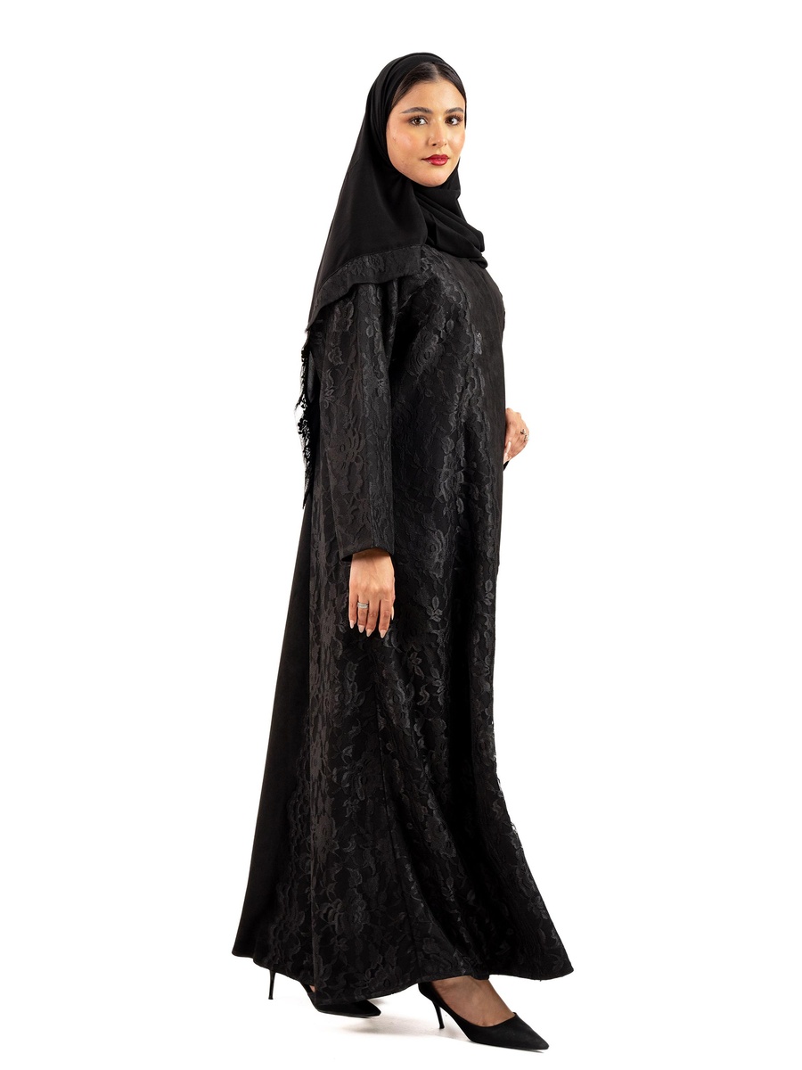 Floral Lace Winter Shades Abaya with Hijab