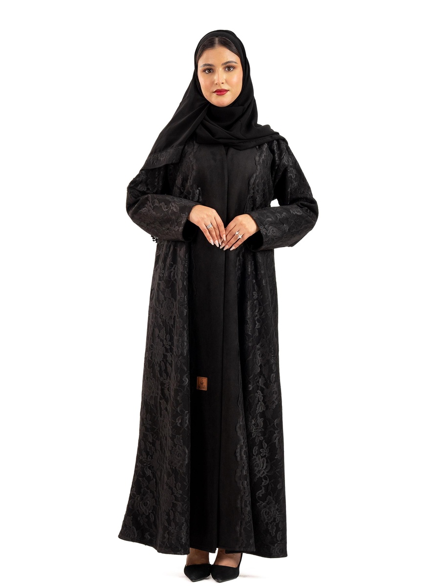 Floral Lace Winter Shades Abaya with Hijab