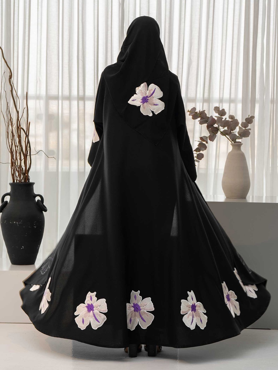 Floral Insert Abaya with Hijab