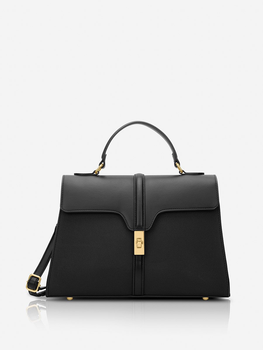 Black Flap Satchel Handbag