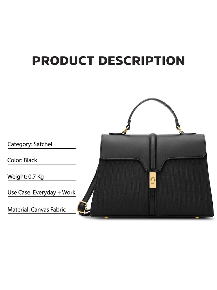 Black Flap Satchel Handbag