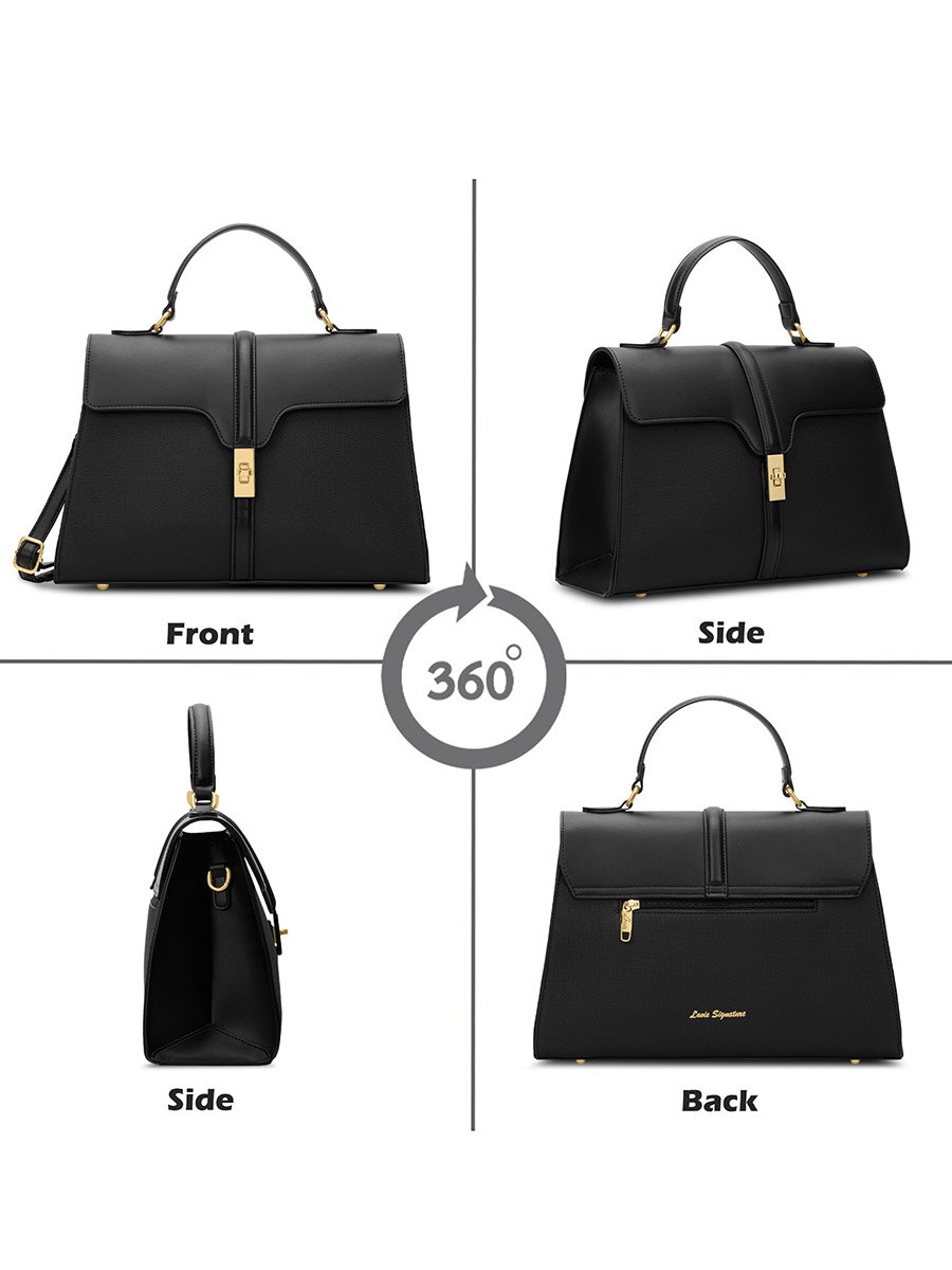 Black Flap Satchel Handbag