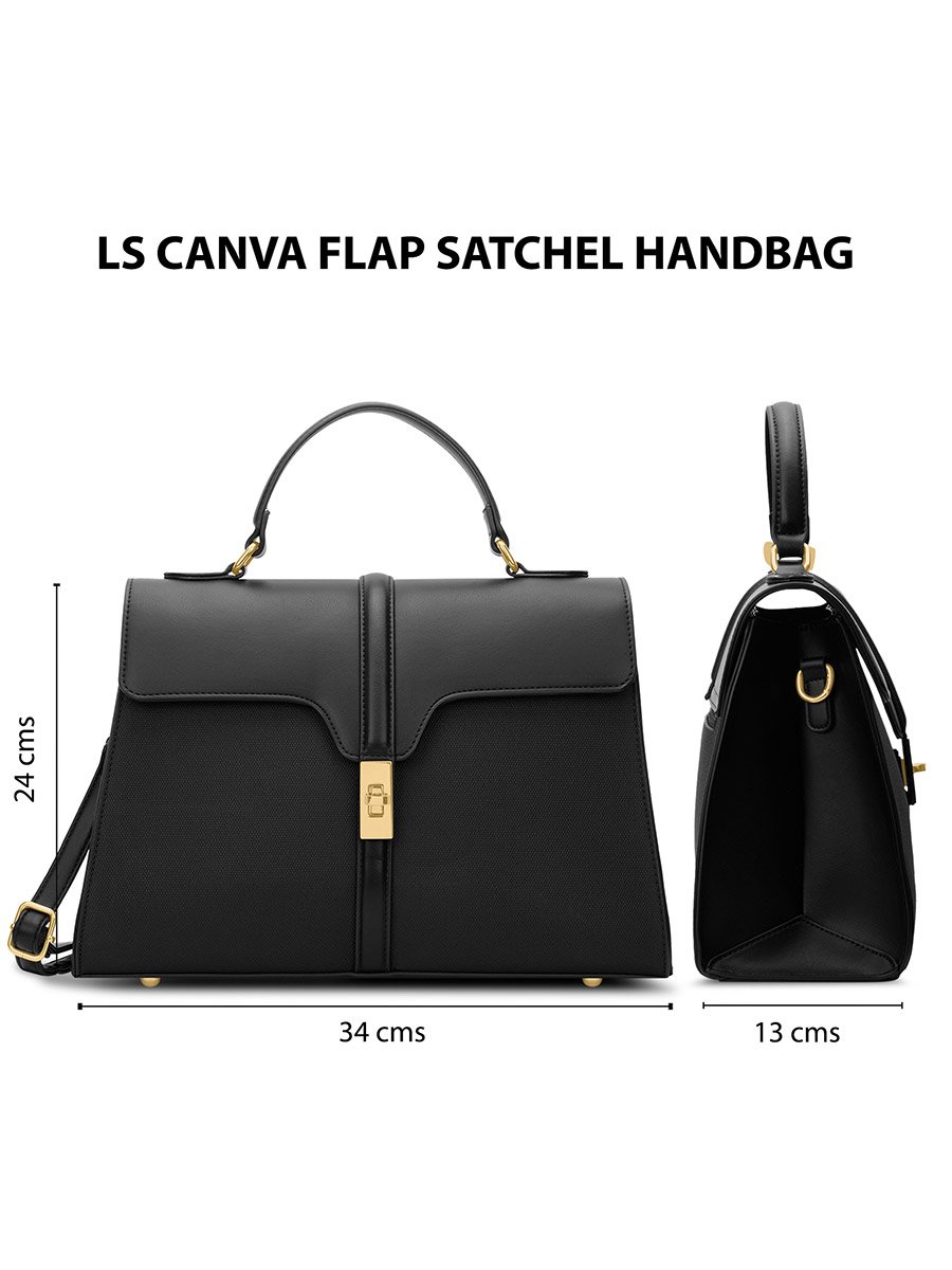 Black Flap Satchel Handbag