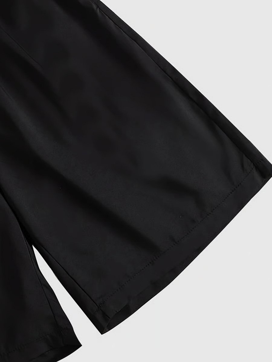 Men Black Textured Short Sleeve Polo T-Shirt and Shorts Co-Ords