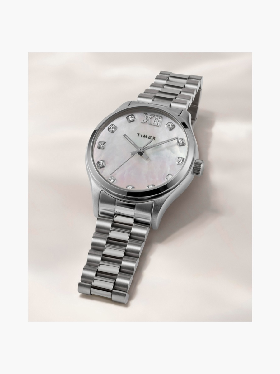 Women 34 MM Silver Analog Stainless Steel Watch TW2W85300