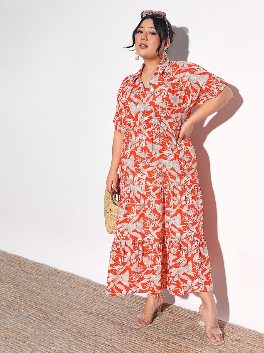 Plus Size Floral Tiered Maxi Dress