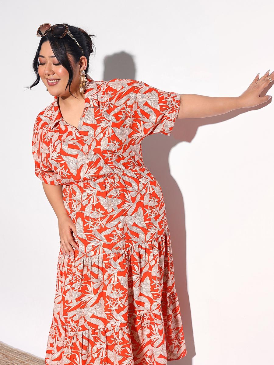 Plus Size Floral Tiered Maxi Dress