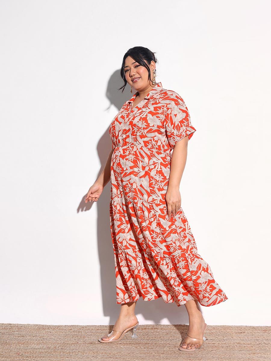 Plus Size Floral Tiered Maxi Dress