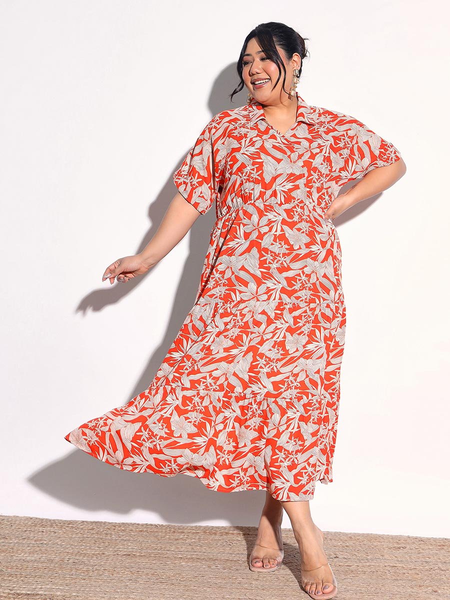 Plus Size Floral Tiered Maxi Dress