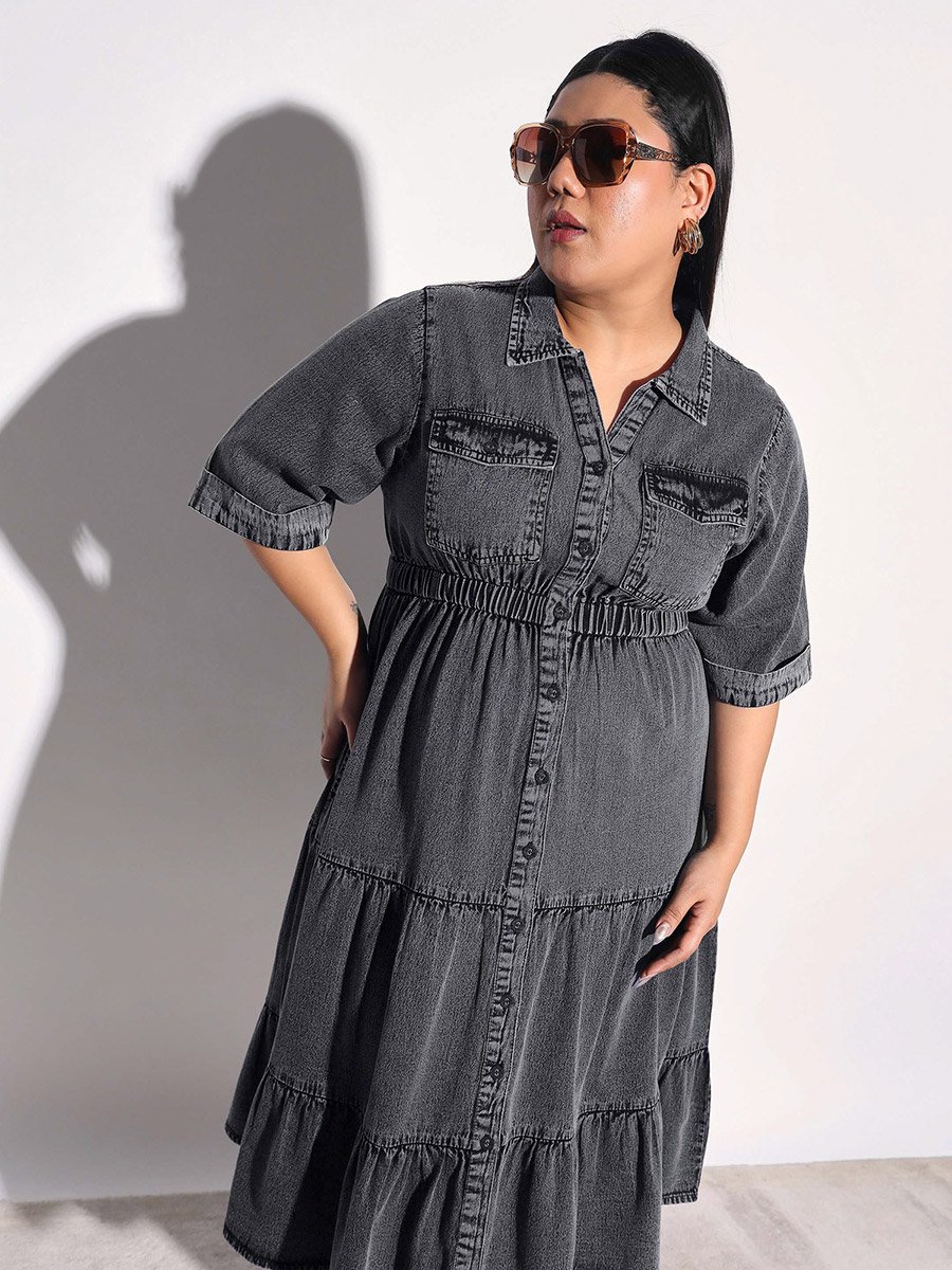 plus size black denim dress Tiered Midi For Women at UAE Overall dress Regular Fit White Cotton 82984 it fits perfectly Style:Short