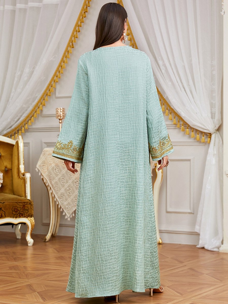 Teal Embroidered A-Line Jalabiya