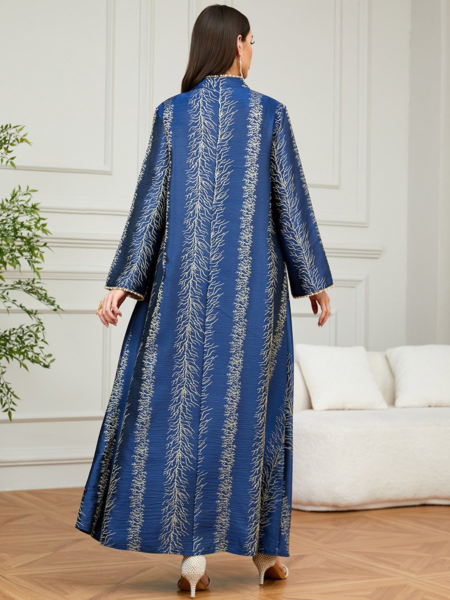 Navy Blue Textured A-Line Jalabiya