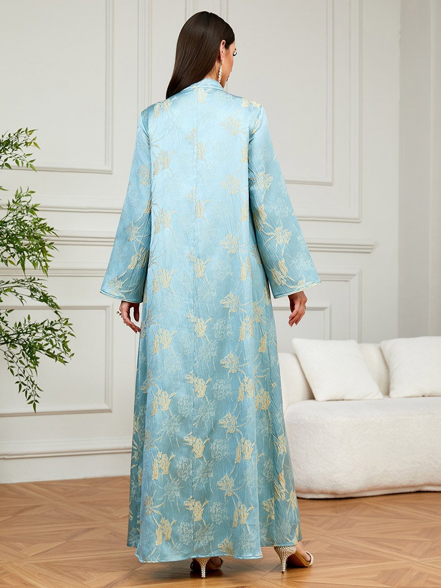 Light Blue Embroidered A-Line Jalabiya