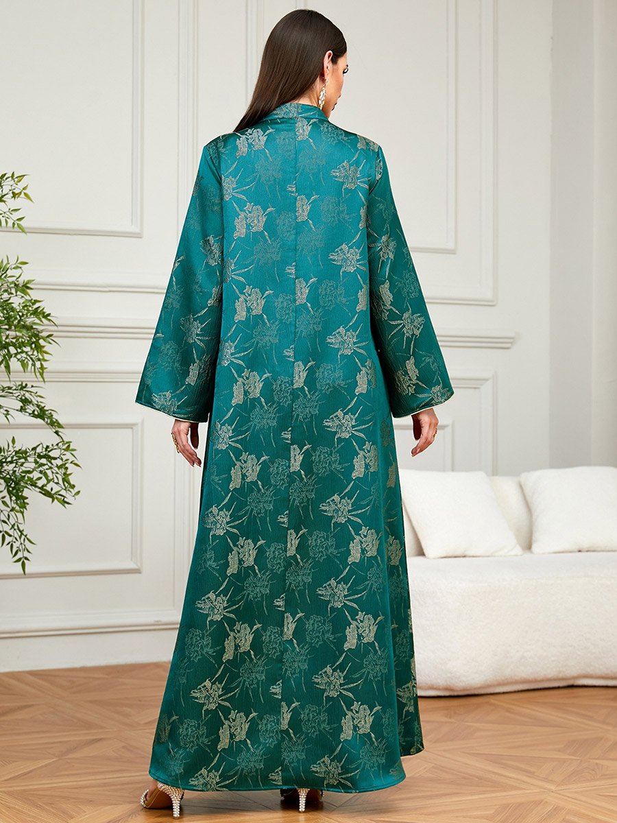 Emerald Green Embroidered A-Line Jalabiya