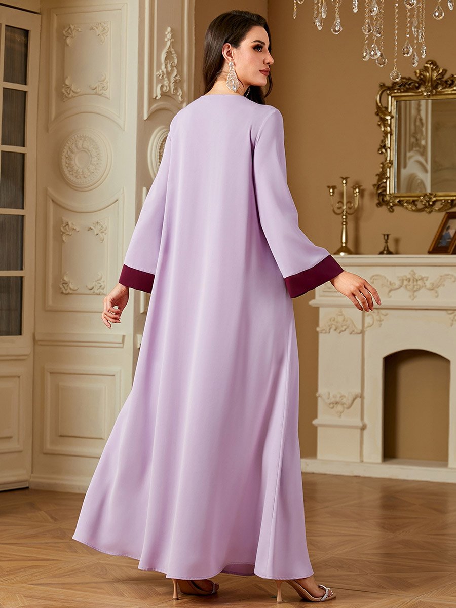 Purple Embroidered A-Line Jalabiya