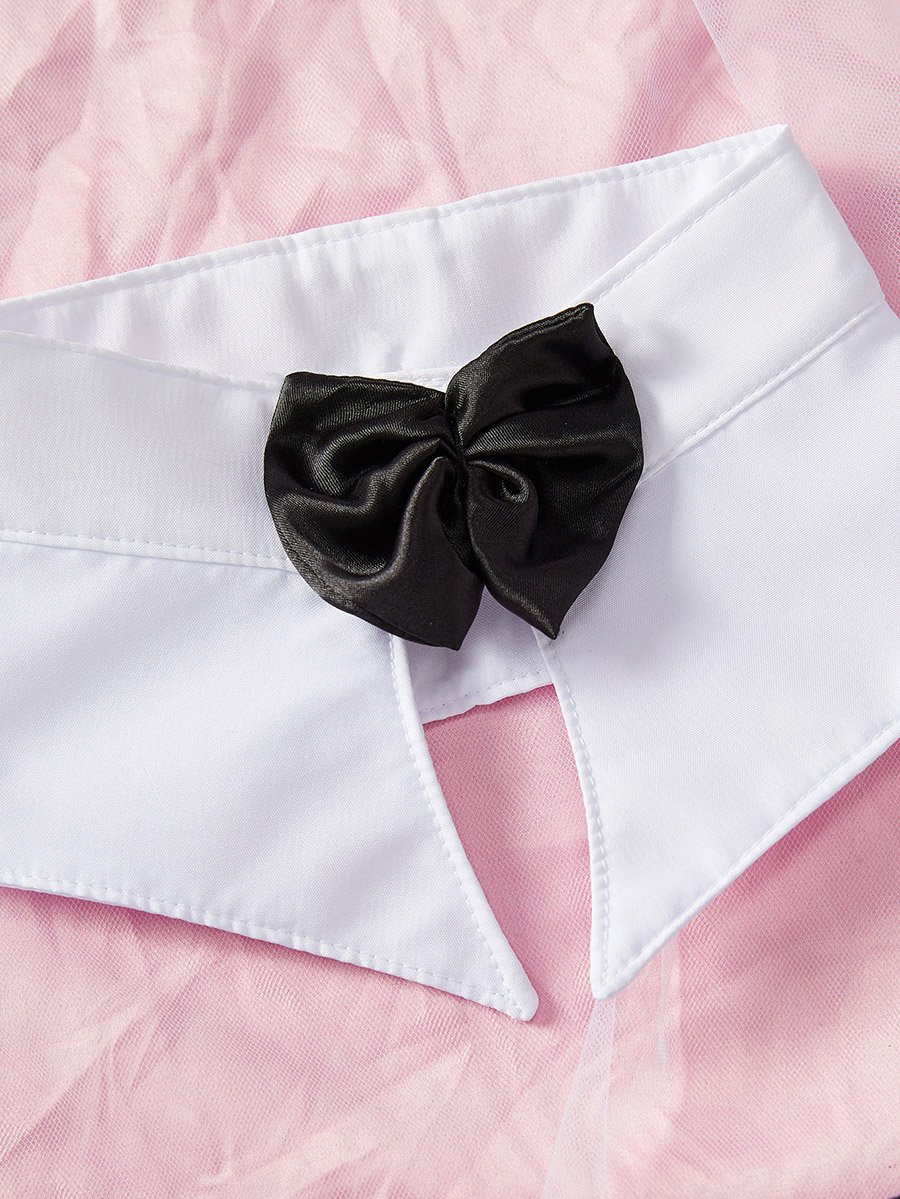 Pack of 5 - Solid Bodysuit, Bow Neck, Cuffs, Headband and Detachable Strap Set