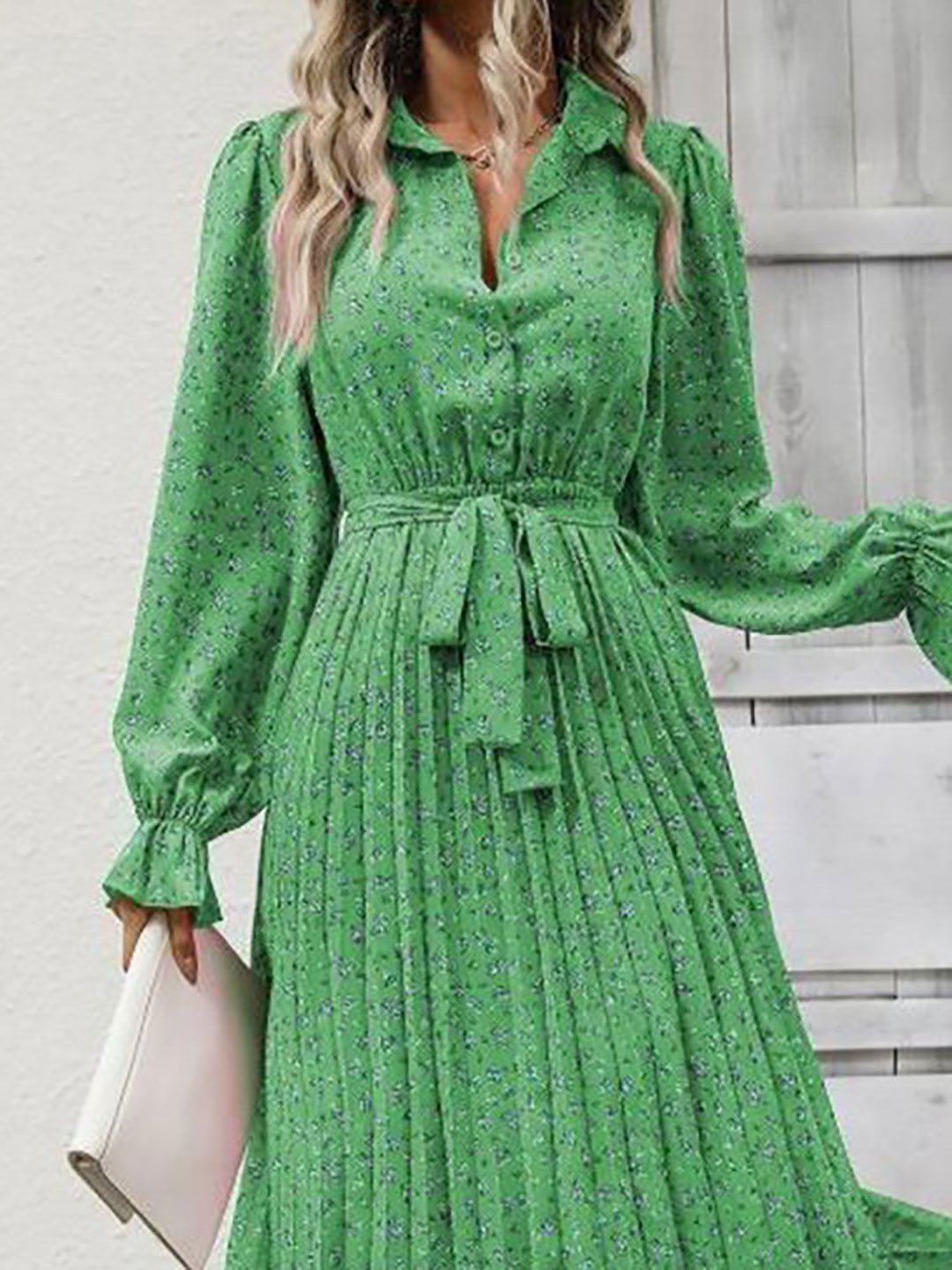 Floral Printed Tie Up Fit and Flare Midi Dress