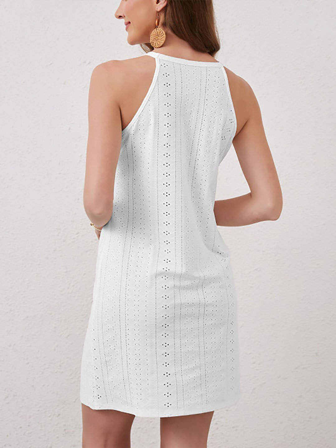 White Floral Eyelet A-Line Mini Dress