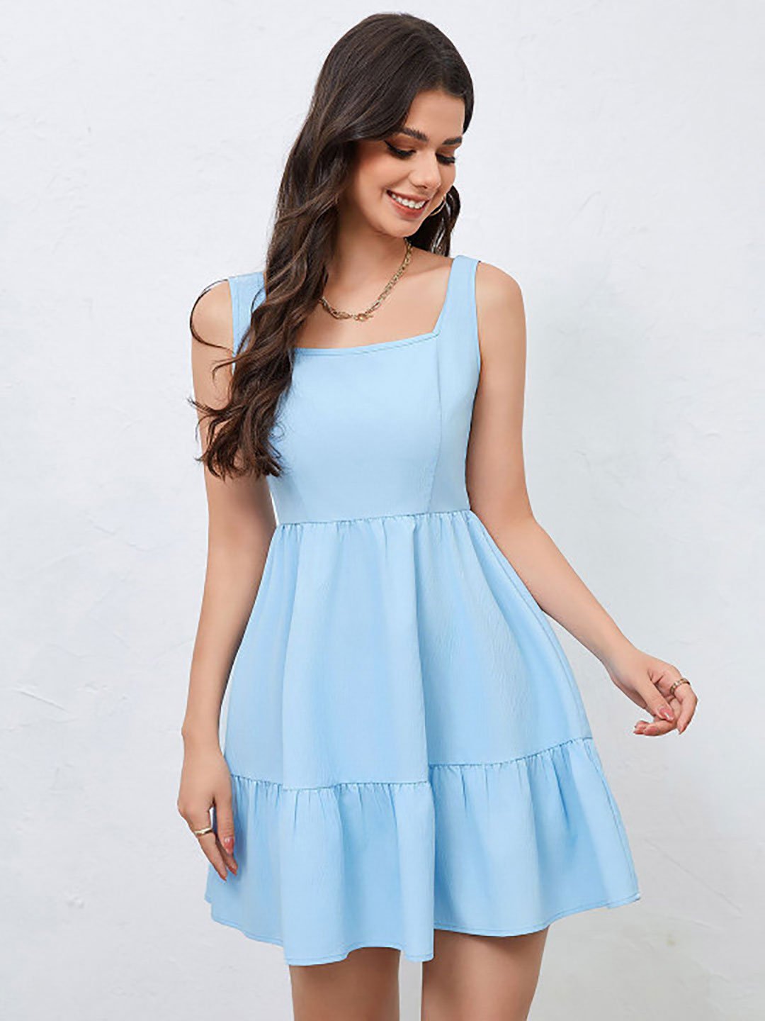Blue Sleeveless Skater Mini Dress
