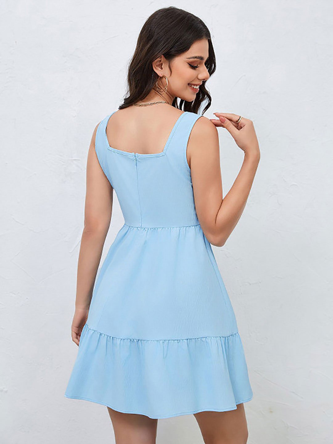 Blue Sleeveless Skater Mini Dress