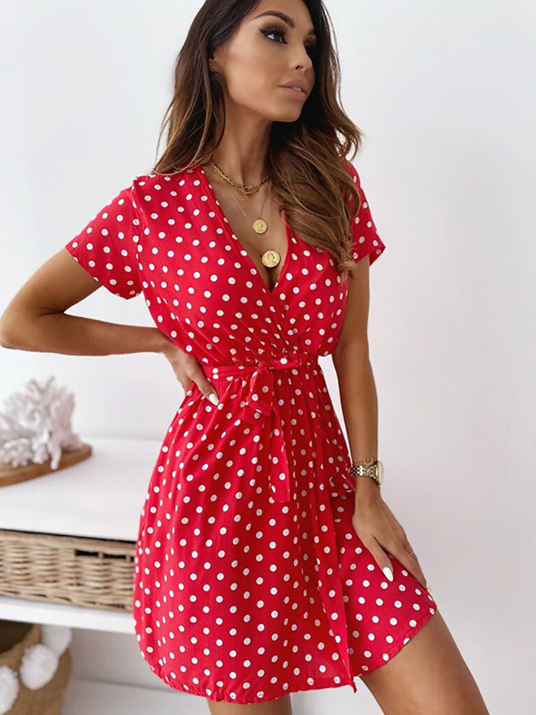 Red Polka Dot Mini Dress