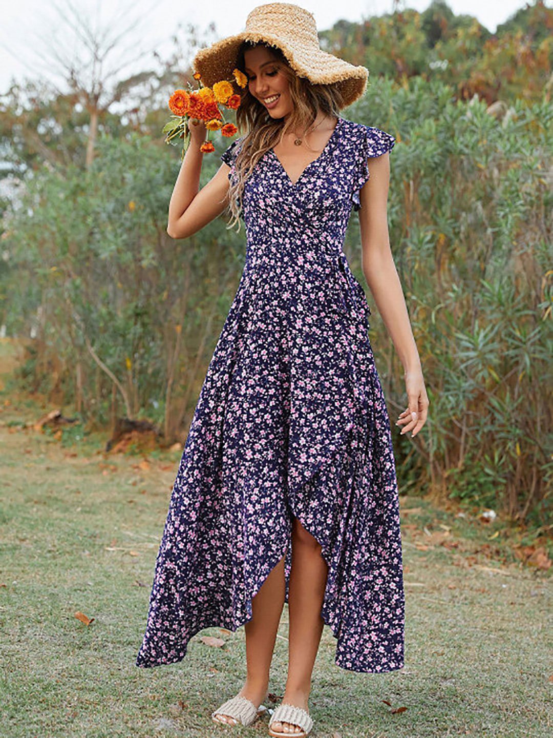blue dress pacsun Frampton Midi Dress main image 0
