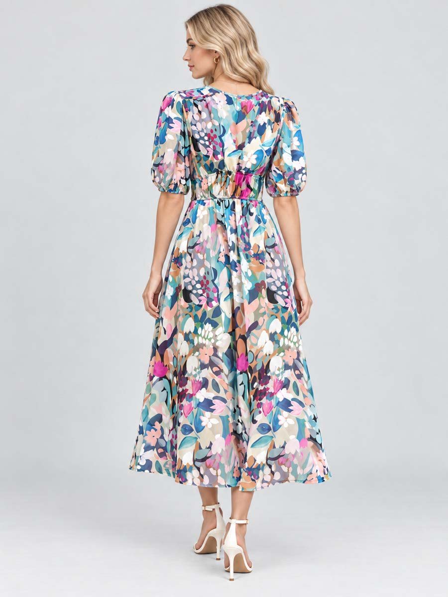 Multi All Over Print Midi Dress
